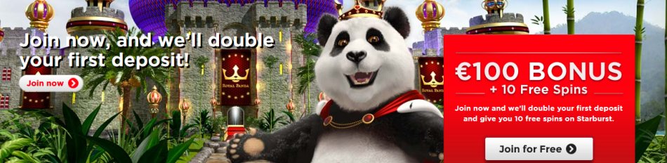 100 euro gratis bij Panda Casino